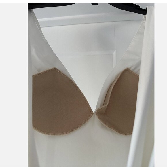 NWT $298 Mac Duggal Cowl Back Surplice Knit Gown in White Size 6 - Picture 4 of 10